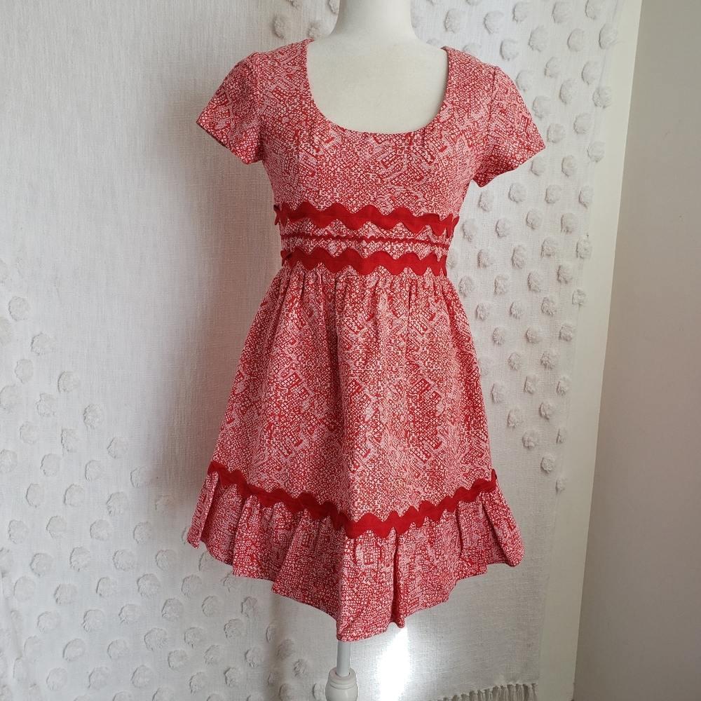 Vintage 60's Red & White Mini Dress